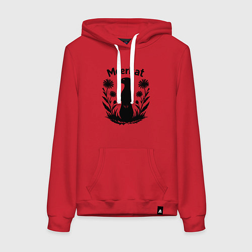 Женская толстовка-худи Сурикат в цветах / Красный – фото 1