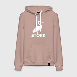 Толстовка-худи хлопковая женская Белый аист, цвет: пыльно-розовый
