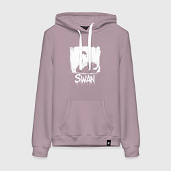 Толстовка-худи хлопковая женская Лебедь в стиле граффити, цвет: сиреневый