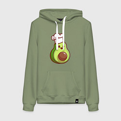 Толстовка-худи хлопковая женская Повар авокадо, цвет: авокадо