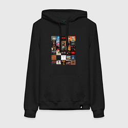 Толстовка-худи хлопковая женская AC DC - обложки, цвет: черный