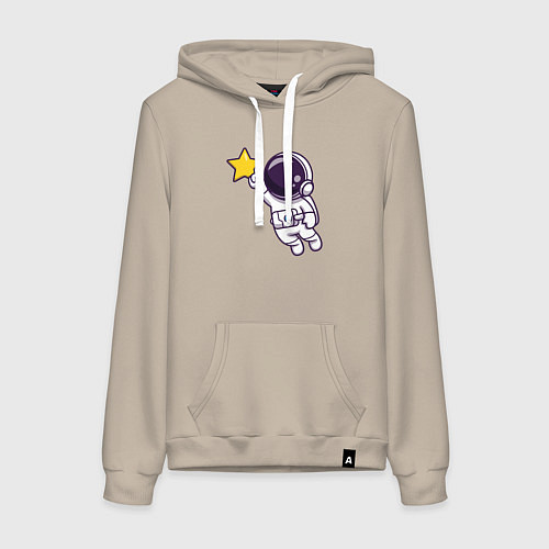 Женская толстовка-худи Звёздный космонавтик / Миндальный – фото 1