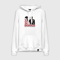 Толстовка-худи хлопковая женская Тебя только что обслужили, цвет: белый