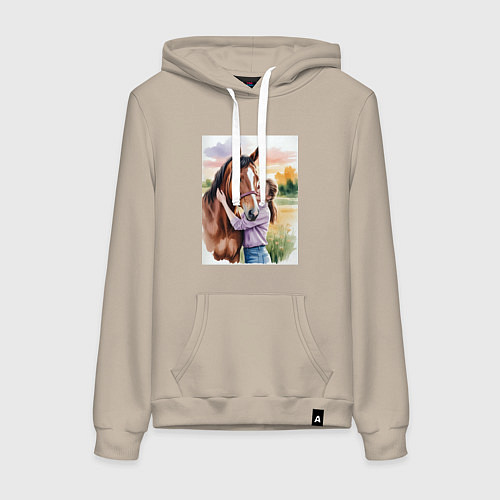 Женская толстовка-худи Обними меня крепче / Миндальный – фото 1