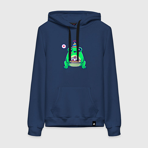 Женская толстовка-худи Лягушка с тортиком / Тёмно-синий – фото 1