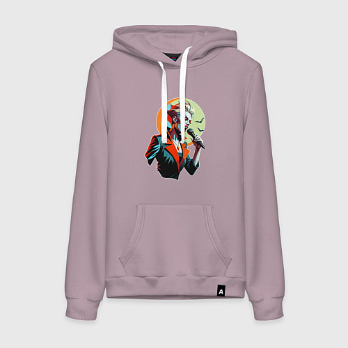 Женская толстовка-худи Певица рок вампир с микрофоном / Сиреневый – фото 1