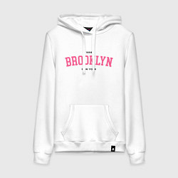 Толстовка-худи хлопковая женская Brooklyn New York, цвет: белый