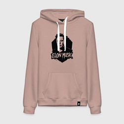 Толстовка-худи хлопковая женская Орнамент Илона Маска, цвет: пыльно-розовый