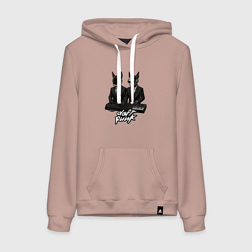 Женская толстовка-худи Daft Punk - кибер собаки / Пыльно-розовый – фото 1