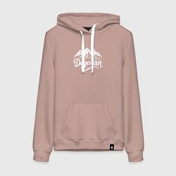 Толстовка-худи хлопковая женская Дагестан в каплях живописной краски, цвет: пыльно-розовый