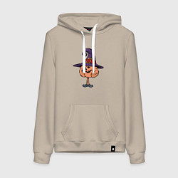 Толстовка-худи хлопковая женская Ведьма тыква, цвет: миндальный