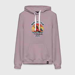 Толстовка-худи хлопковая женская Красная огненная лошадь 2026, цвет: сиреневый