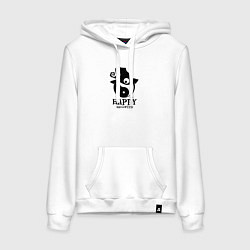 Толстовка-худи хлопковая женская Счастливого Хэллоуина и гармонии, цвет: белый