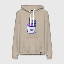 Толстовка-худи хлопковая женская Ванна смерти, цвет: миндальный