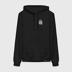 Толстовка-худи хлопковая женская Оберег волчья лапа в кельтском стиле, цвет: черный