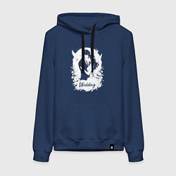 Толстовка-худи хлопковая женская Свадьба в стиле аниме, цвет: тёмно-синий