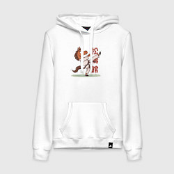 Толстовка-худи хлопковая женская Иго-го каратист, цвет: белый