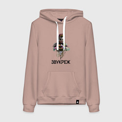 Толстовка-худи хлопковая женская Звуковой режиссёр, цвет: пыльно-розовый