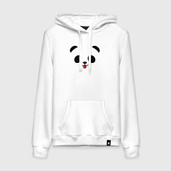 Толстовка-худи хлопковая женская Весёлая панда, цвет: белый
