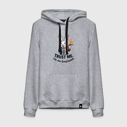 Женская толстовка-худи Кролик с динамитом - Trust me im an engineer / Меланж – фото 1