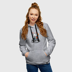Толстовка-худи хлопковая женская Кролик с динамитом - Trust me im an engineer, цвет: меланж — фото 2