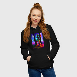 Толстовка-худи хлопковая женская Космонавт Шрек на похожей планете, цвет: черный — фото 2