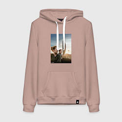 Толстовка-худи хлопковая женская Arrival, цвет: пыльно-розовый