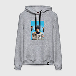 Толстовка-худи хлопковая женская Один дома в Нью-Йорке, цвет: меланж