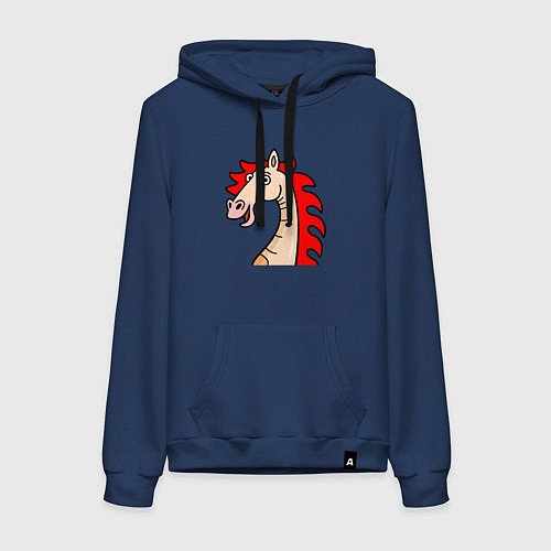 Женская толстовка-худи Лошадь с огненной гривой, символ года / Тёмно-синий – фото 1