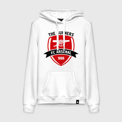 Толстовка-худи хлопковая женская FC Arsenal: The Gunners, цвет: белый