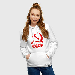 Толстовка-худи хлопковая женская СССР Логотип, цвет: белый — фото 2