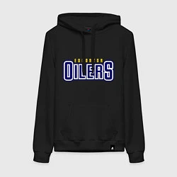 Толстовка-худи хлопковая женская HC Edmonton Oilers Sign, цвет: черный
