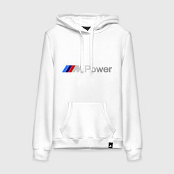 Толстовка-худи хлопковая женская BMW M Power, цвет: белый