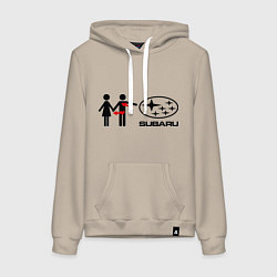 Толстовка-худи хлопковая женская I love subaru, цвет: миндальный
