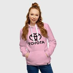 Толстовка-худи хлопковая женская Toyota Logo, цвет: светло-розовый — фото 2