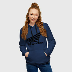 Толстовка-худи хлопковая женская Honda Motor, цвет: тёмно-синий — фото 2