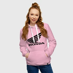 Толстовка-худи хлопковая женская Honda Motor, цвет: светло-розовый — фото 2
