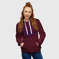 Толстовка-худи хлопковая женская Охраняется мужем, цвет: меланж-бордовый — фото 2