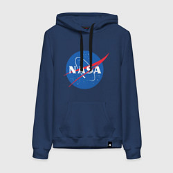 Толстовка-худи хлопковая женская NASA: Logo, цвет: тёмно-синий