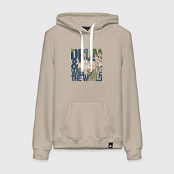 Толстовка-худи хлопковая женская Drum & Bass: The World, цвет: миндальный
