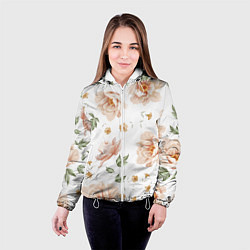 Куртка с капюшоном женская Красивые цветы, цвет: 3D-белый — фото 2