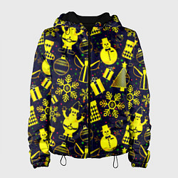 Куртка с капюшоном женская Новогодний, цвет: 3D-черный