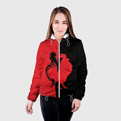 Куртка с капюшоном женская Черное и красное, цвет: 3D-белый — фото 2