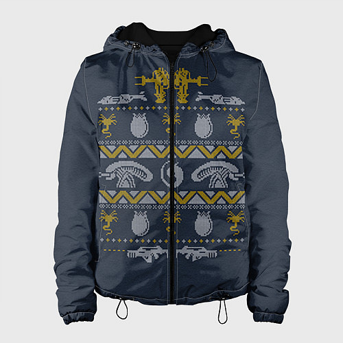 Женская куртка Новогодний свитер Чужой / 3D-Черный – фото 1