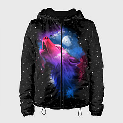 Куртка с капюшоном женская Воющий волк, цвет: 3D-черный