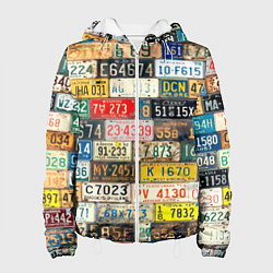 Куртка с капюшоном женская Автомобильные номера мира, цвет: 3D-белый
