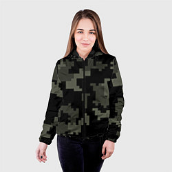Куртка с капюшоном женская Камуфляж пиксельный: черный/серый, цвет: 3D-черный — фото 2