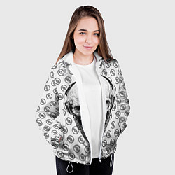 Куртка с капюшоном женская Череп в наушниках, цвет: 3D-белый — фото 2