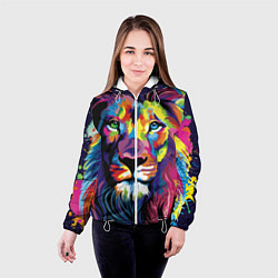 Куртка с капюшоном женская Красочный лев, цвет: 3D-белый — фото 2