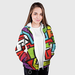 Куртка с капюшоном женская Цветные граффити, цвет: 3D-белый — фото 2